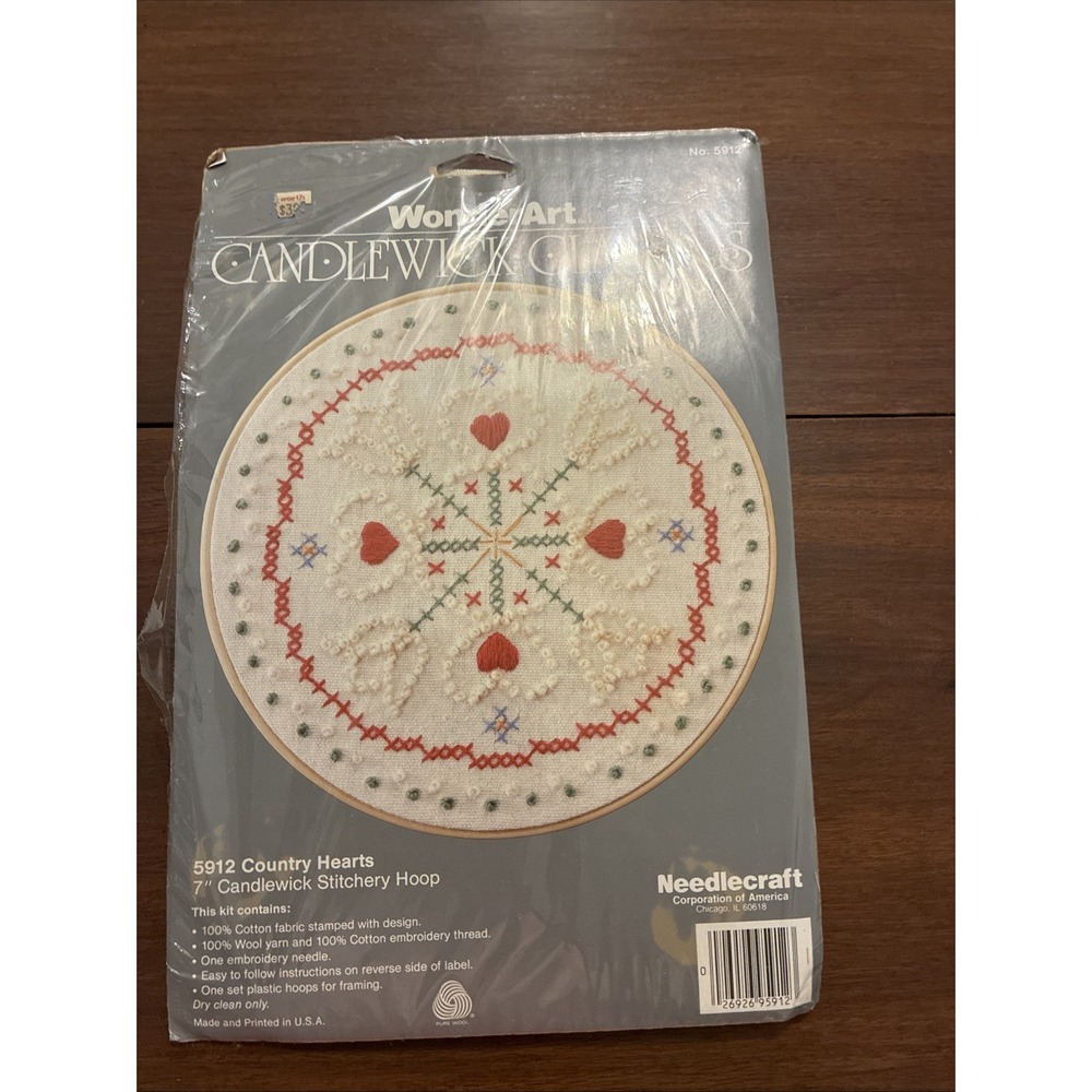 Vintage WonderArt Kit Country Hearts NeedleCraft Candlewick Classics 5912 Open